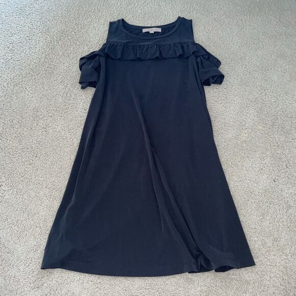 NEW LOFT Cold Shoulder Ruffle Dress Dark Grey - Picture 2 of 4